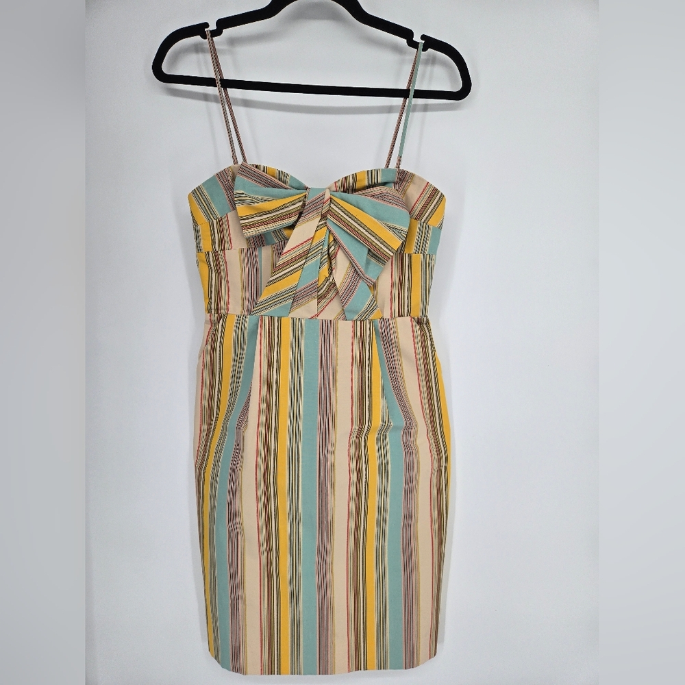 Moulinette Soeurs Straightaway Jacquard Striped Dress with Bow Detail Size 0